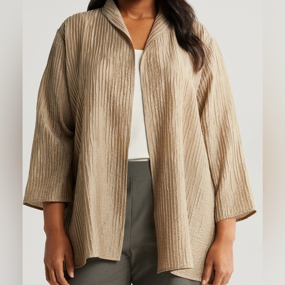 Eileen Fisher Jackets & Blazers - NWT Eileen Fisher Crinkled Tencel Shawl High Collar Jacket • 3XL • Briar